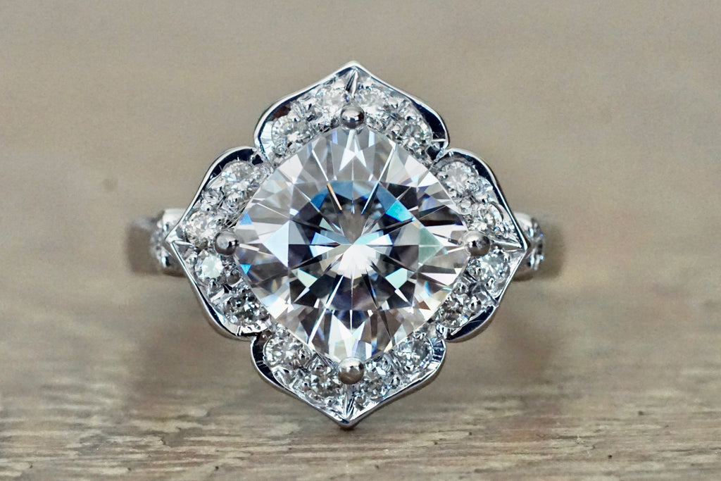 Gabriel Bridal Vintage 14K White Gold Princess Halo Diamond Engagement Ring  ER11793S4W44JJ - Diamond District